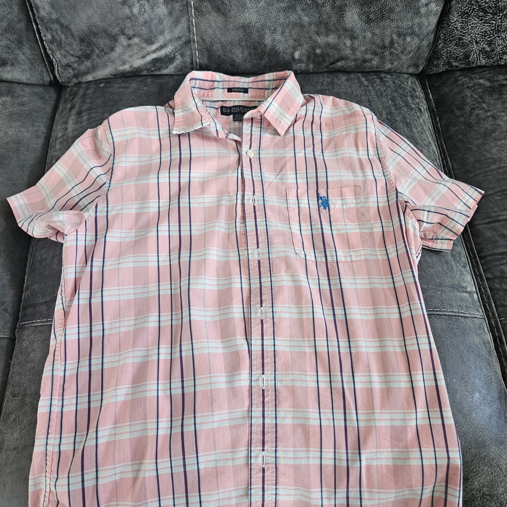 U.S. Polo Assn. Pink Plaid Short-Sleeve Button-Down Shirt